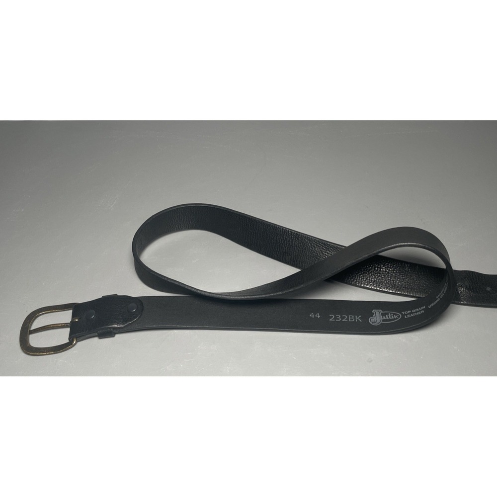 Justin Black Belt Top Grain Leather Men's Size 44
